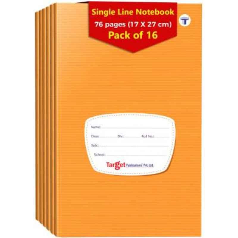 Target Publications Regular 76 Pages Brown Ruled Single Line Notebook (Pack of 16)