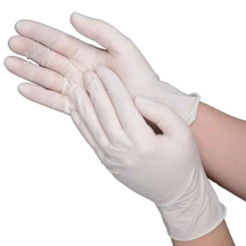 AccuSure 100 Pcs White Powdered Latex Disposable Examination Gloves, LDEG2, Size: M