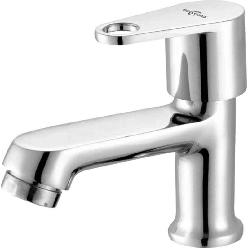 Neelkund Eva Brass Silver Chrome Finish Pilar Tap for Wash Basin