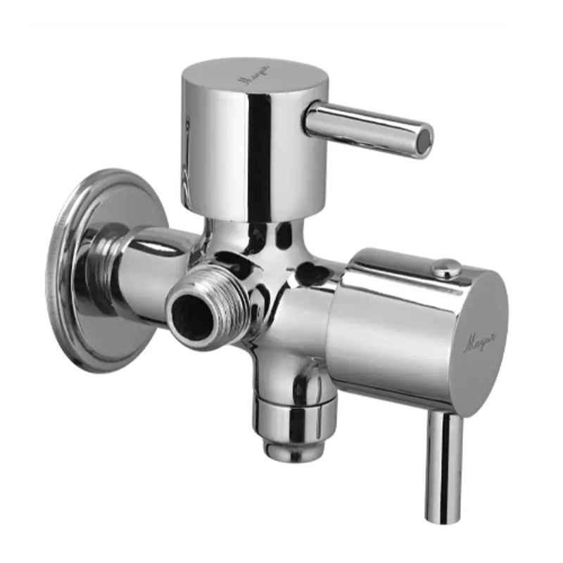 Mayur Ocich Flaro Brass Wall Mounted Chrome Plated Silver Two Way Bib Cock