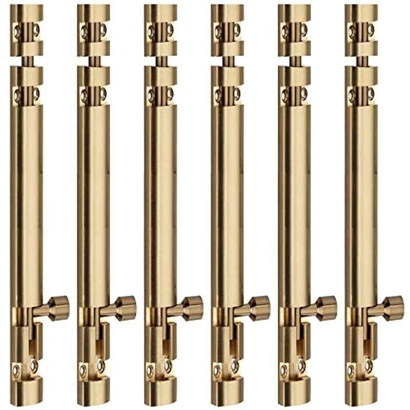 Screwtight Xylo 12 inch Aluminium Gold Finish Tower Bolt, XYLO-GOLD-12IN-6 (Pack of 6)