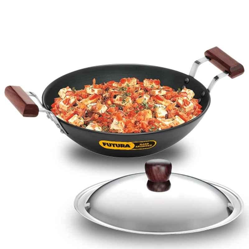 Hawkins Futura 2.5L 26cm Hard Anodised Induction Friendly Flat Bottom Deep Fry Pan with Lid, IAD 25S