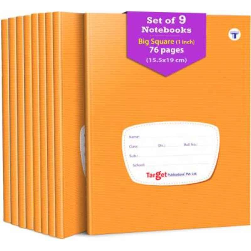 Target Publications Regular 76 Pages Brown Ruled Big Square Maths Notebook with Hard Cover (Pack of 9)