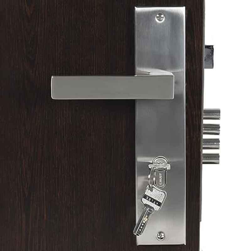 Handle Waala LB10003 10 inch 60mm Stainless Steel Silver Cylindrical Plate Both Side Key Mortise Door Lock Set