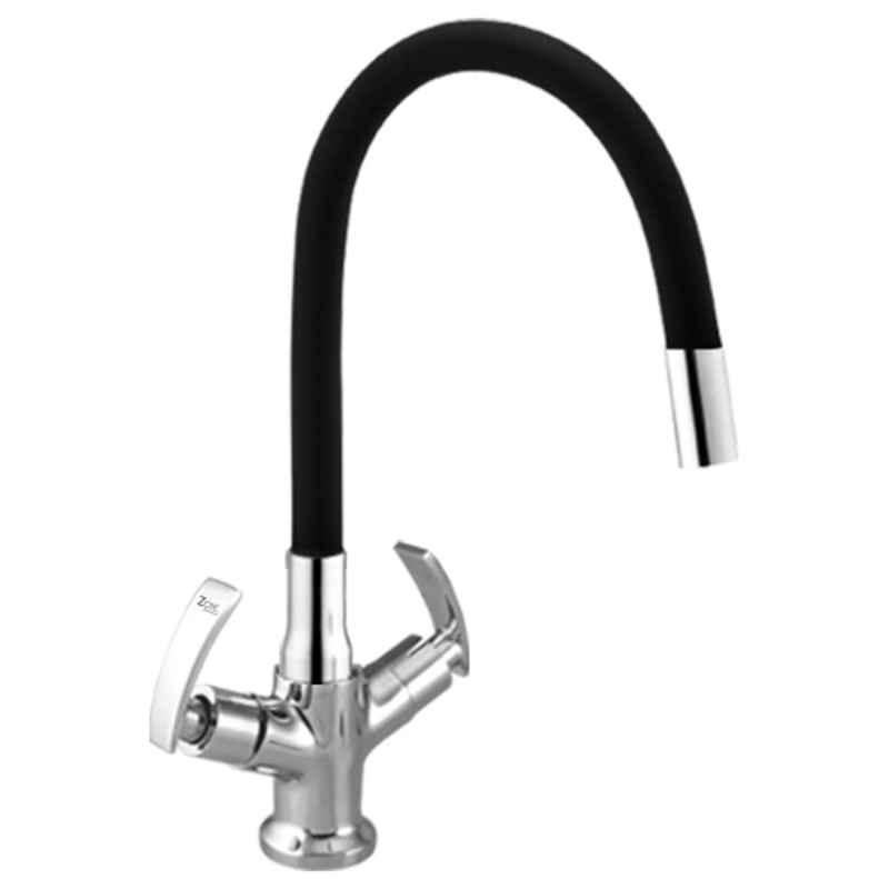 Zoie Viva Brass Black Chrome Finish Single Flow Basin Mixer with Swivel Spout, Z28043
