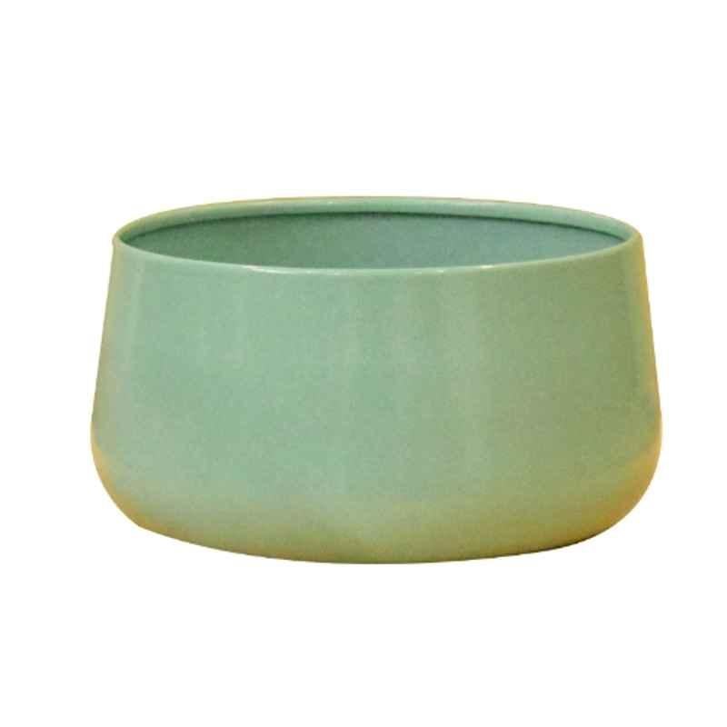 Sone Key Chidiya 3x5.5 inch Iron Handi Shape Light Blue Plant Container for Desktop, Home, Indoor & Outdoor, CPSUL-21-WO-PLATE