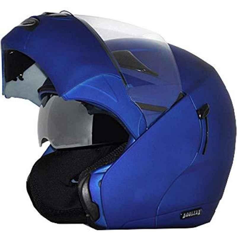 Vega Boolean Metallic Blue Flip Up with Double Visor Helmet, Size: M