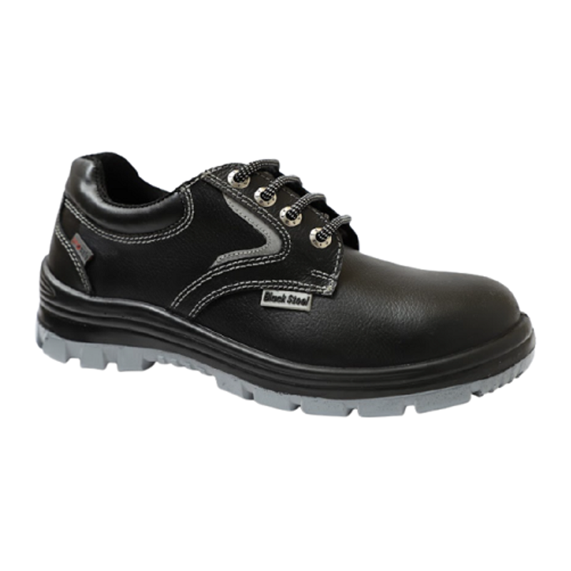 Blacksteel BS 9051 Leather Steel Toe Black Work Safety Shoes, Size: 12