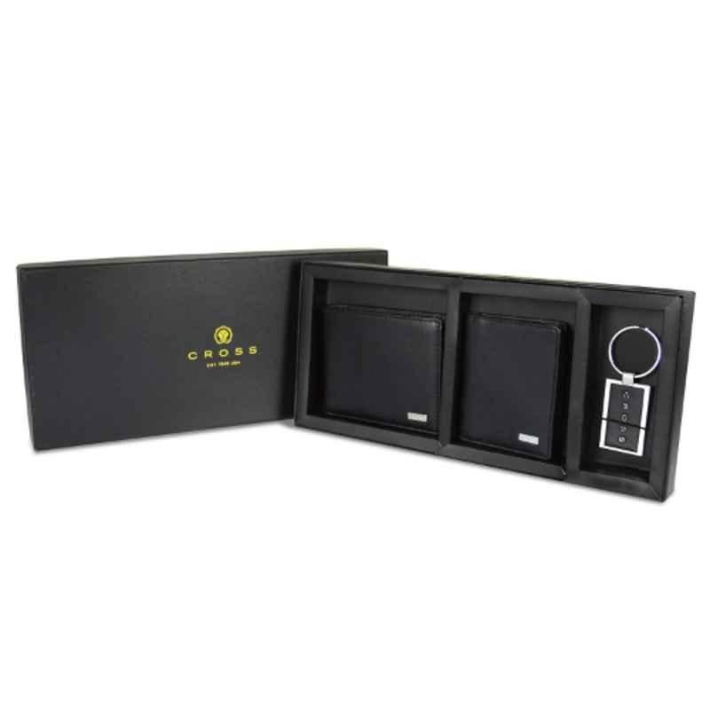 Cross Insignia Men's Coin Wallet with Folded Card Case & Key Chain Combo, ACC319B