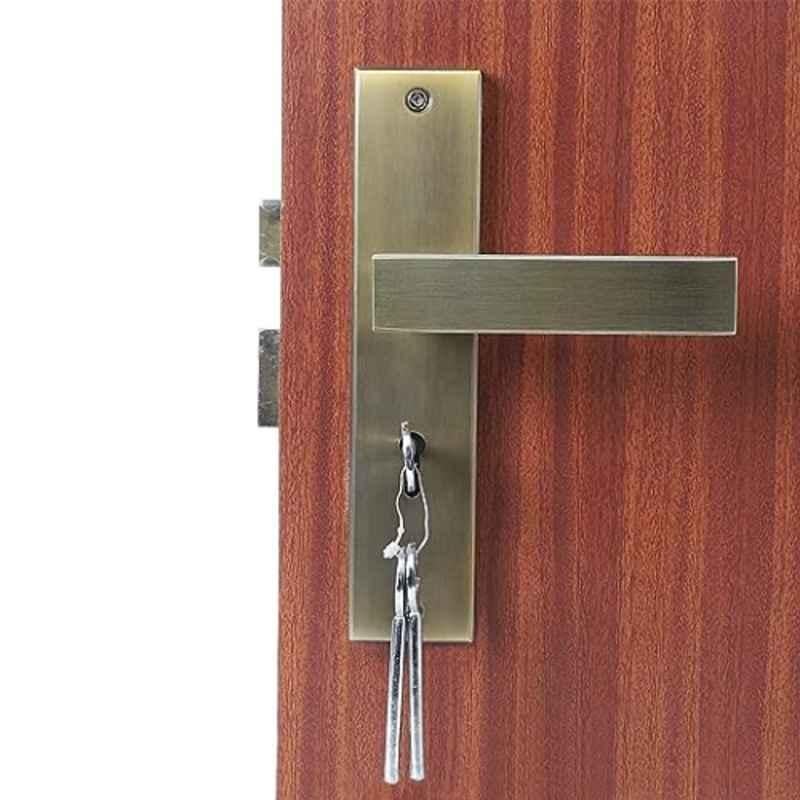 Homexpert LB1007 8 inch 60mm Stainless Steel Antique Brass Finish Cylindrical Plate Mortise Door Lock Set