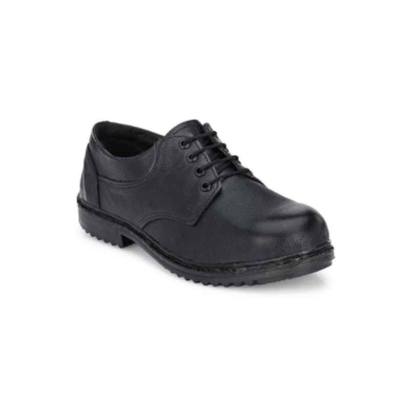 Hundo P Leather Steel Toe Black Work Safety Shoes, Size: 11, WW-108