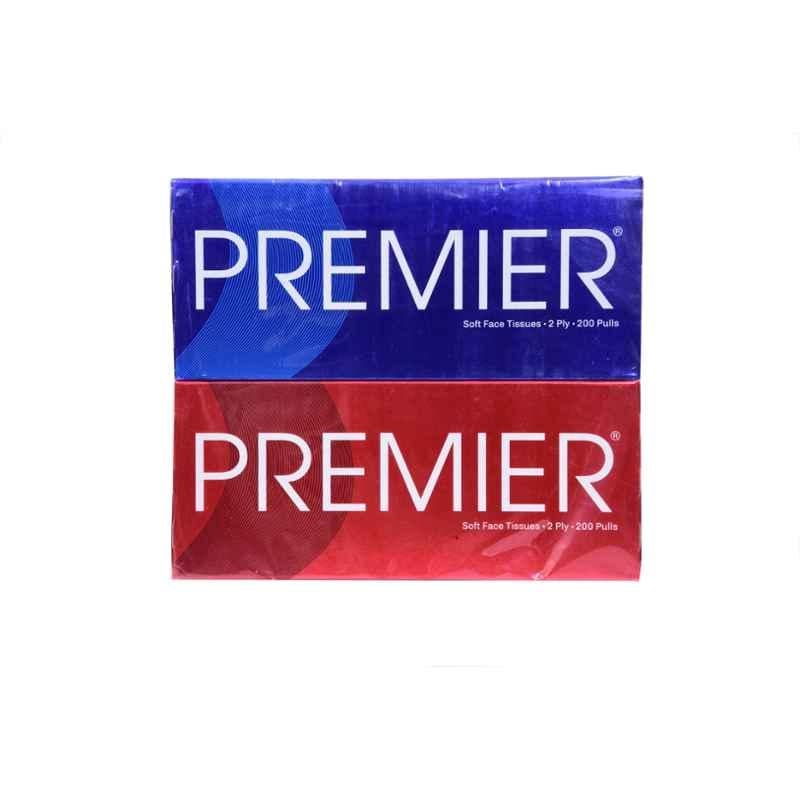 Premier 100 Pulls 2 Ply 200 Sheets Soft Face Tissue Box (Pack of 2)