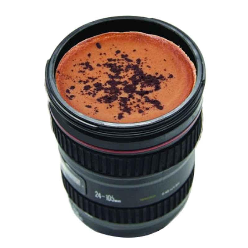 DeoDap 350ml Stainless Steel Camera Lens Shaped Coffee Mug with Lid, 0720