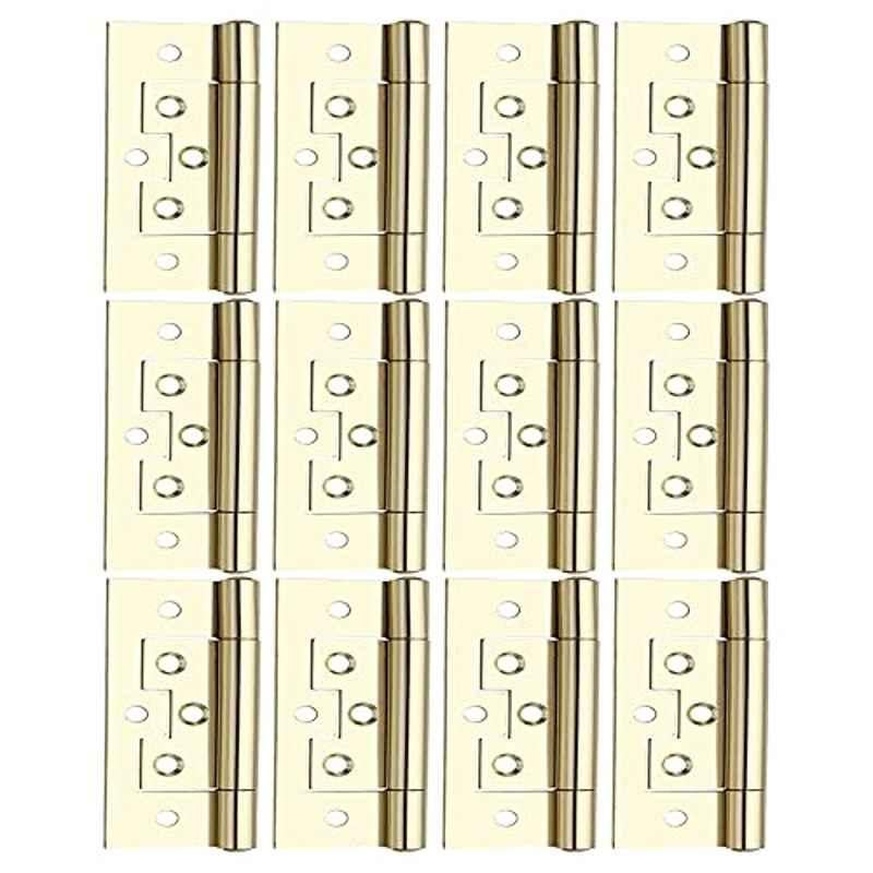 Screwtight 2.5 inch Iron Brass Effect Finish Flush Hinge for Door & Cabinet, â€ŽS170704EB-12 (Pack of 12)