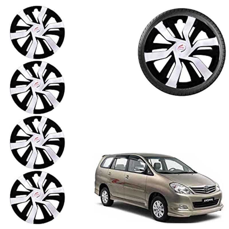 Auto Pearl 4 Pcs 15 inch ABS Black & White Car Wheel Cover Set for Toyota Innova 2005 2012
