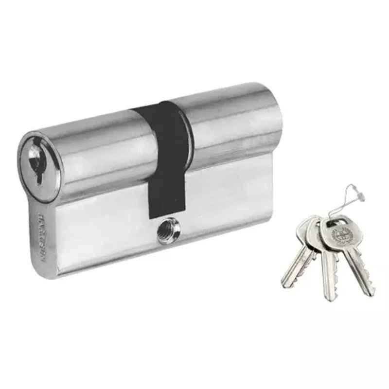 Harrison 80mm SN Finish Brass Cylinder Lock for Entrance Door Both Side Key Operation, 354B