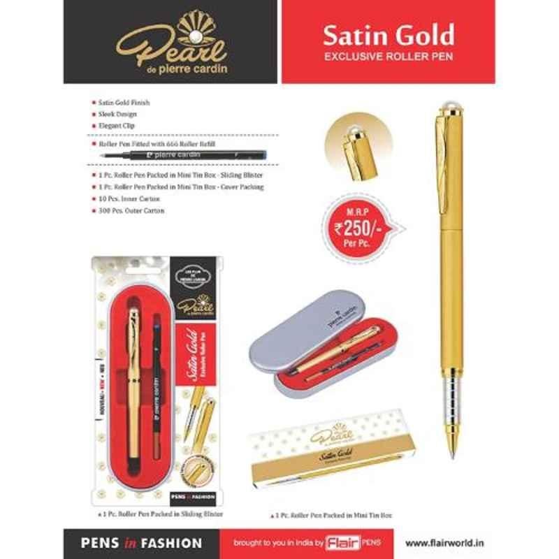 Pierre Cardin Blue Ink Pearl Satin Gold Exclusive Roller Pen