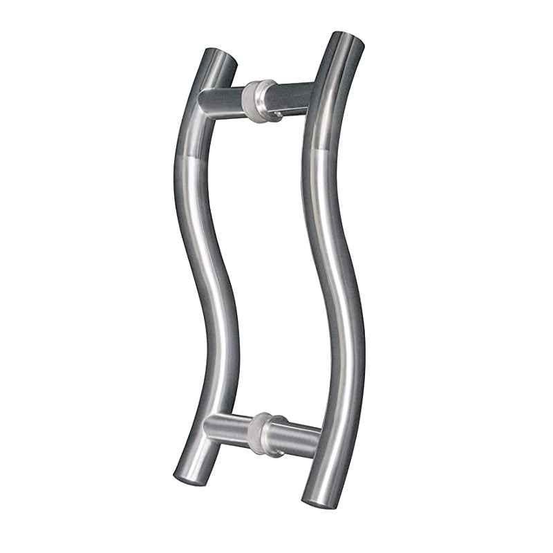 Galaxy 8 inch Stainless Steel Silver S Type Glass Door Handle Set