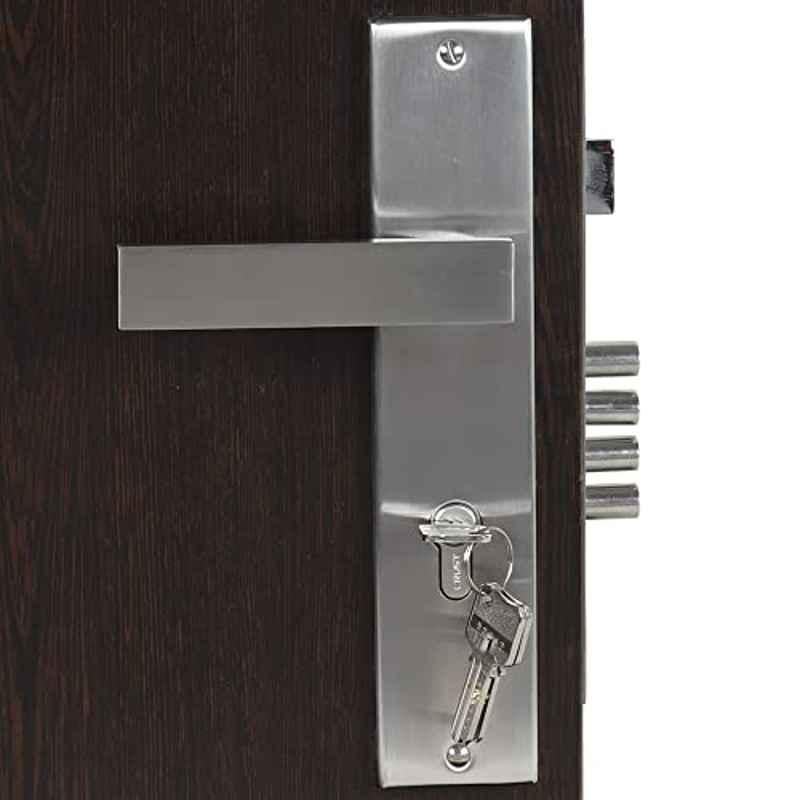 Homexpert LB1007 10 inch 60mm Stainless Steel Silver Cylindrical Plate Both Side Key Mortise Door Lock Set