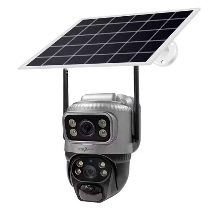 Active Pixel 2MP+2MP 4G Outdoor Dual Lens Solar Powered SIM Camera with IP66 Waterproof, 2-Way Audio for Office, Construction Site, Farm & Garden