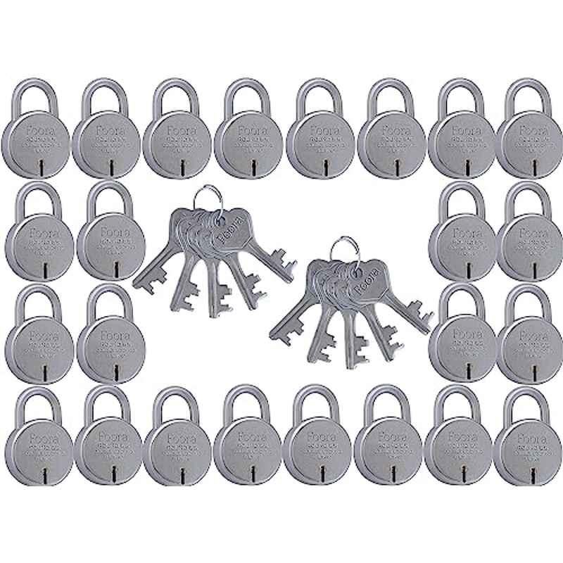 Foora 24 Pcs Silver Metal Door Padlock Set with 10 Common Keys