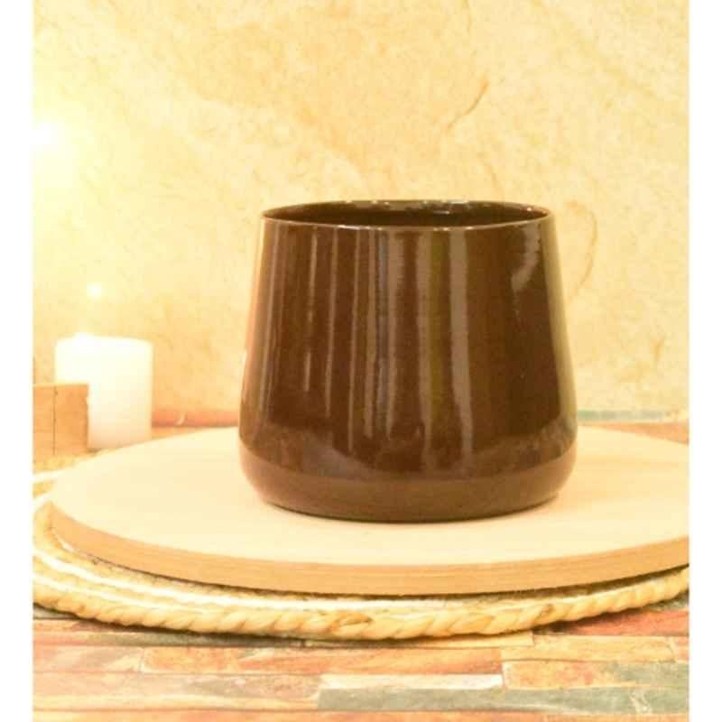 Sone Key Chidiya 6x5 inch Metal Brown Plant Container for Desktop, Home, Indoor & Outdoor, BKT-SOLID13