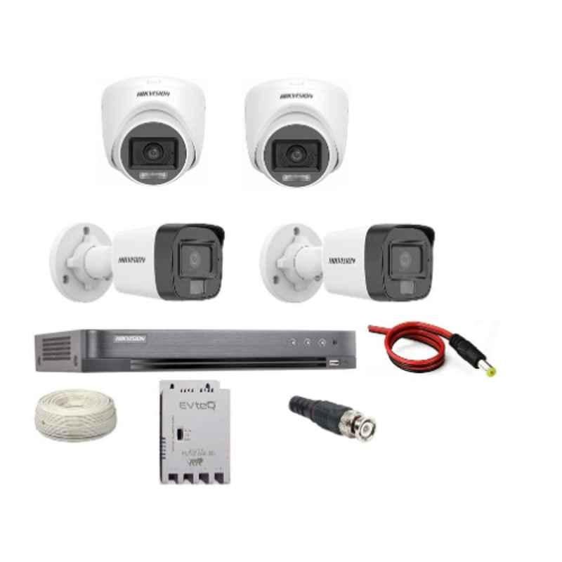 Hikvision EVteQ 5MP 20m Smart Dual-Light Built-in Mic 2 Dome & 2 Bullet CCTV Camera with DVR Kit, HIK5MPDUALLIGHTKIT2D2B