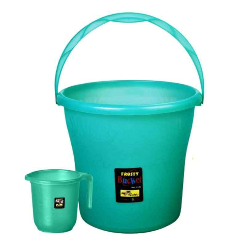 Rishta Frosty 2 Pcs 20L Light Green Plastic Bucket & 1.5L Mug Set