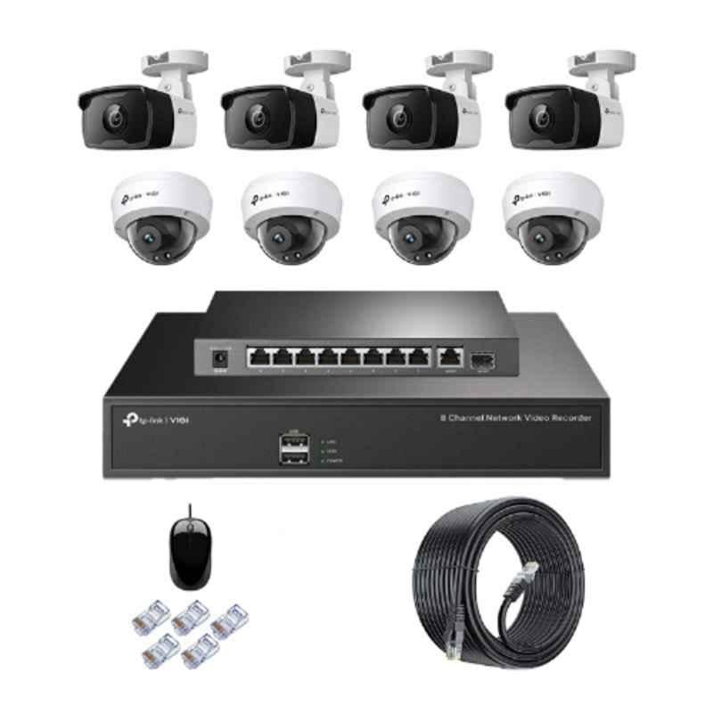TP-Link VIGI C240I & C340I 4MP Indoor & Outdoor Network IP Combo Kit with 8 Channel NVR, 8 Camera, 10 Port POE Switch, D-LINK 100M LAN Cable