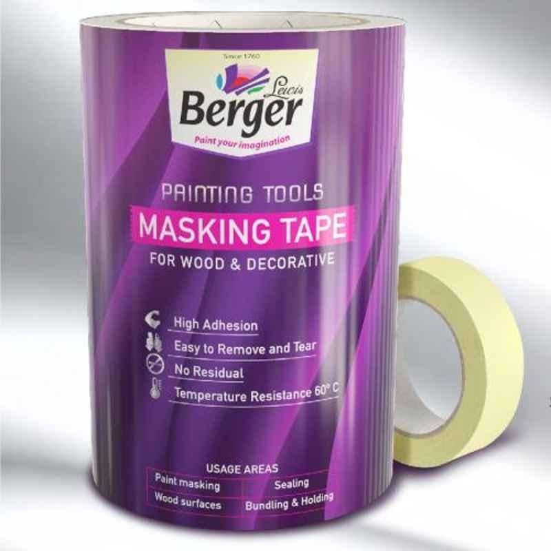 Berger 12mm Plastic Multi Masking Tape with High Adhesion for Multipurpose Application, F00MT00ZY4001000