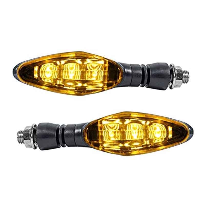 Miwings Universal Motorcycle Bright Led Amber Turn Signal Light Indicator Brake Lamps For All Bike Bike ( Pack Of 2, Color Amber )