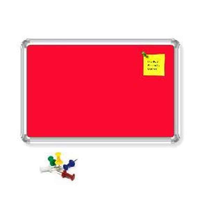 Nechams 3'x2' Fabric Notice Board Premium Series RED FABRED32UF