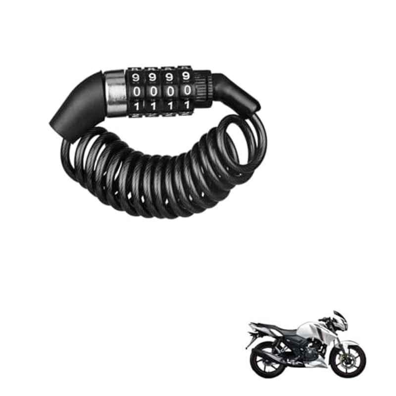Kozdiko Plastic Black Resettable Password Multi-Use Cable Lock for TVS Apache RTR 160