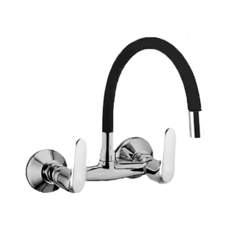 IRIS Opel Brass Chrome Finish Sink Mixer with Black Flexible Swivel Spout, PR149-d