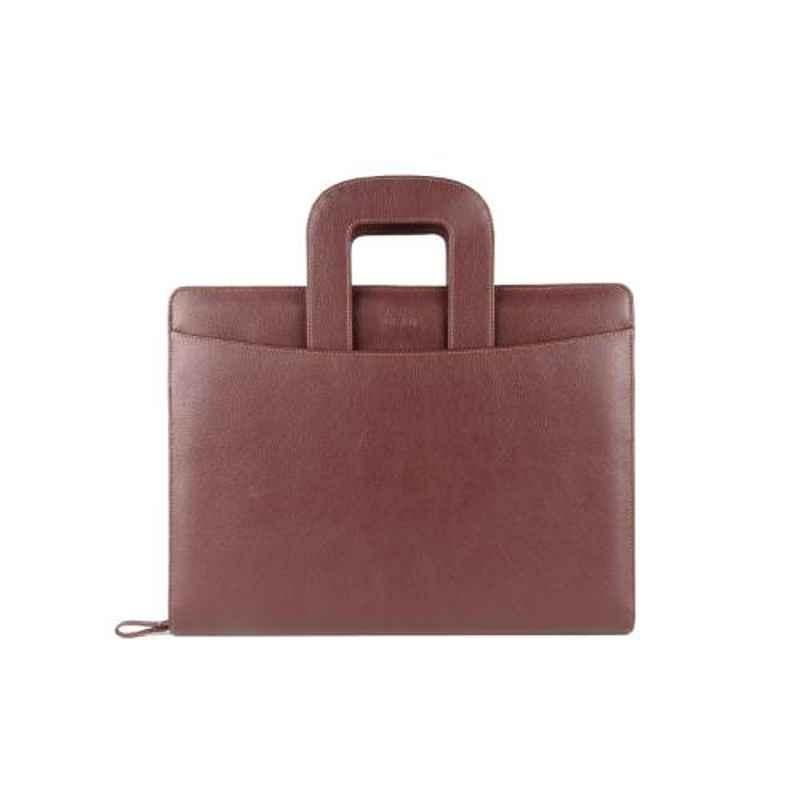 Elan 26.5x3x35cm Foam Brown Zip Around Folder with Handle, EFZF-4262-BR