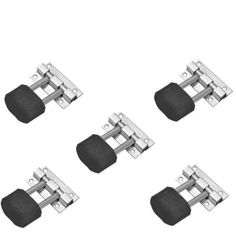 Nixnine 3 inch Stainless Steel Floor Dual Rod Door Stopper with Rubber Tip, DBL_A-512_5PS (Pack of 5)