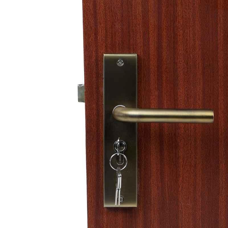 Handle Waala MG-1106 8 inch 60mm Stainless Steel Anitque Brass Finish Both Side Key Cylindrical Plate Mortise Door Lock Set