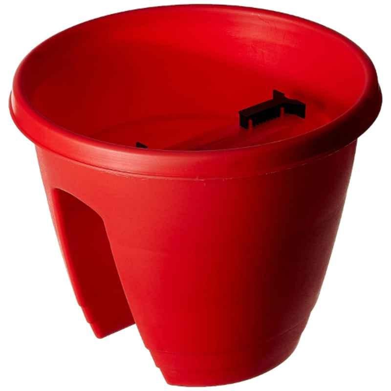 Gardens Need 30x30x26cm 12 inch Red Railing Pot with Lock Set, (Pack of 3)