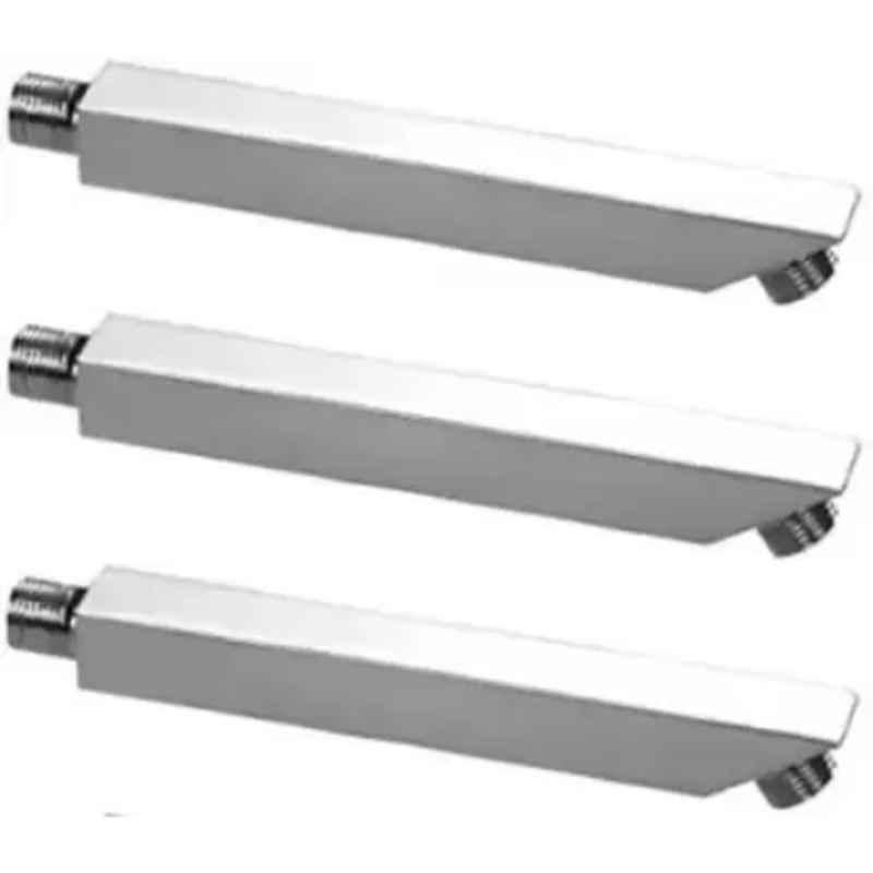 Fastgear 12 inch Steel Chrome Finish Square Showerhead Arm with Wall Flange (Pack of 3)