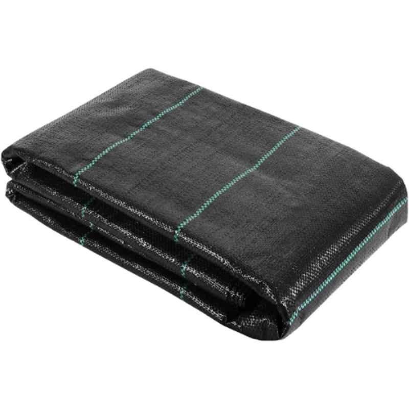 Singhal Premium 1x15m 110 GSM Polypropylene Black Sheet Mat for Garden Weed Control Barrier