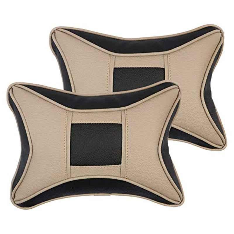 AllExtreme Exnp001 2 Pcs PU Leather Car Neck Rest Pillows Headrest Cushions Set For All Cars Travel Seat