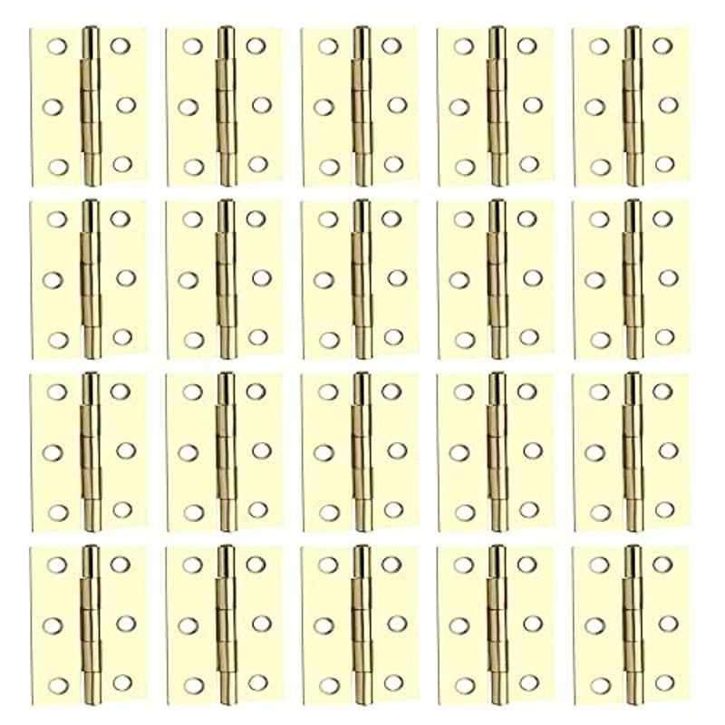 Screwtight 2.5 inch Iron Door & Cabinet Butt Hinge with Brass Plated Finish, S170104EB-20 (Pack of 20)