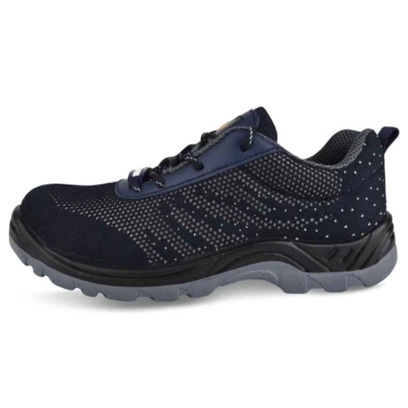Agarson Blaze Fabric Dual Density PU Sole Steel Toe Blue Safety Shoes, Size: 7