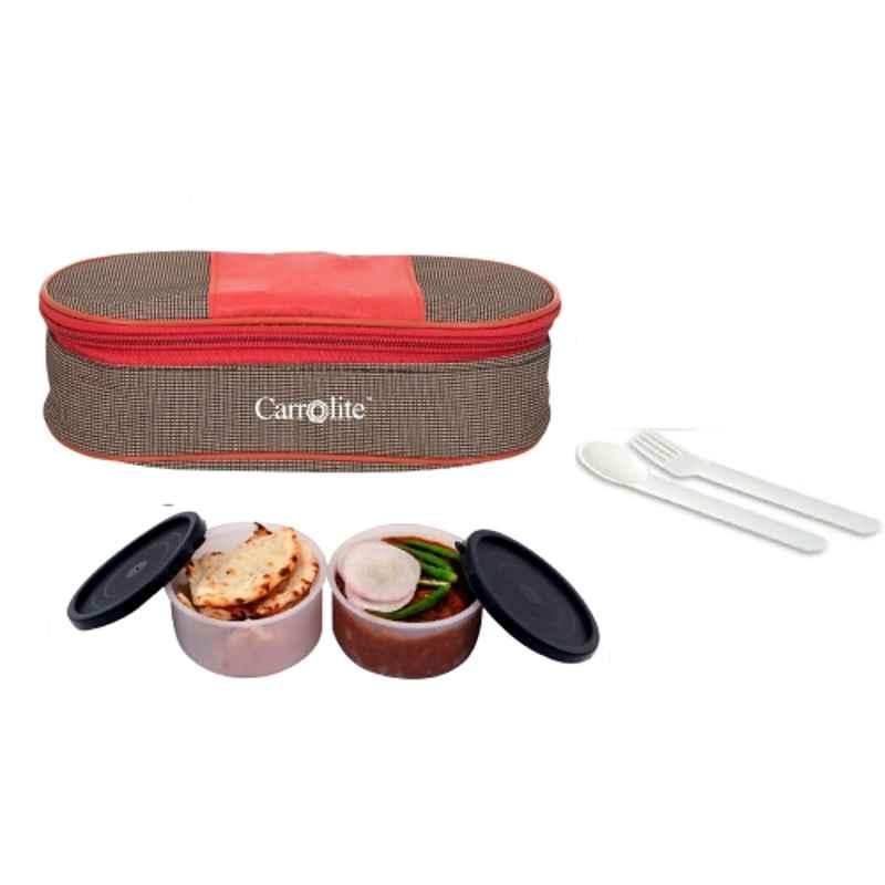 Carrolite 400ml Brown & Black Plastic Lunchbox, Black_P-14 (Pack of 5)