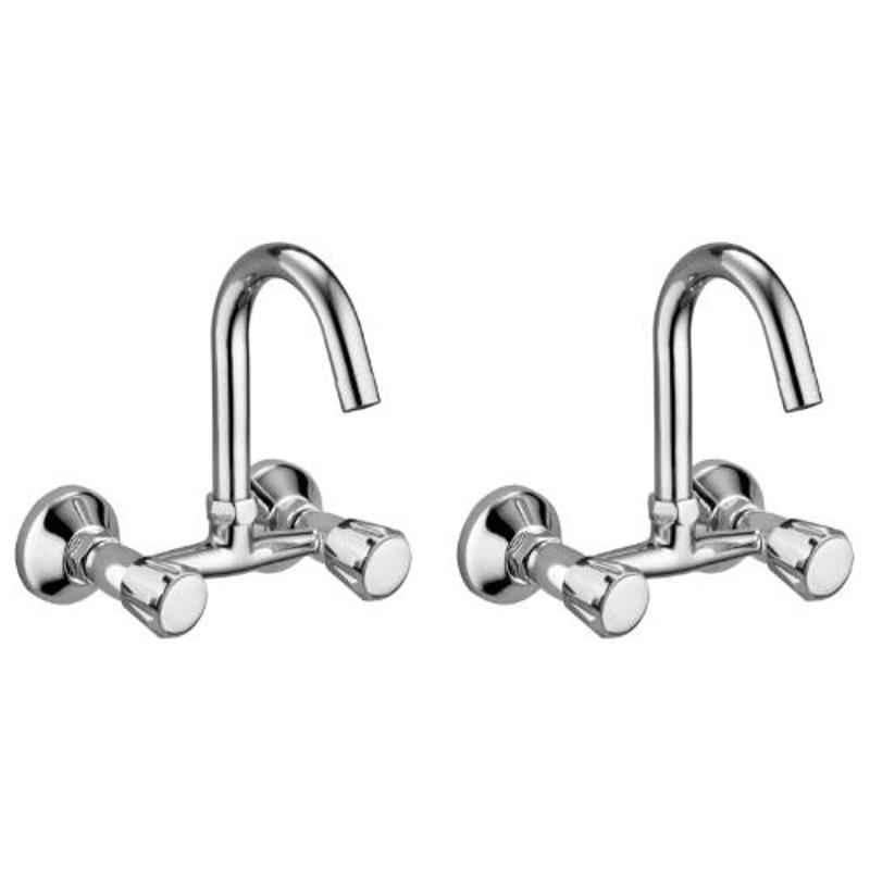 Drizzle Conty 2 Pcs Brass Chrome Finish Silver Sink Mixer Set, ASKMIXCONTI2