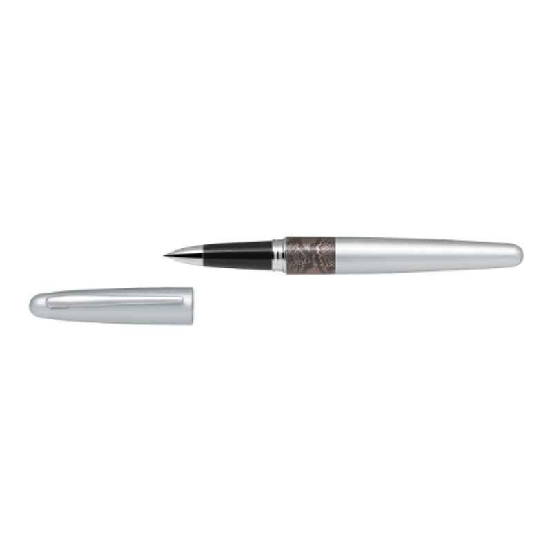 Pilot 07 BK MR2 0.7mm Stainless Steel & Brass Black Fine Python Design Body Roller Ball Pen, 120 P (Pack of 10)