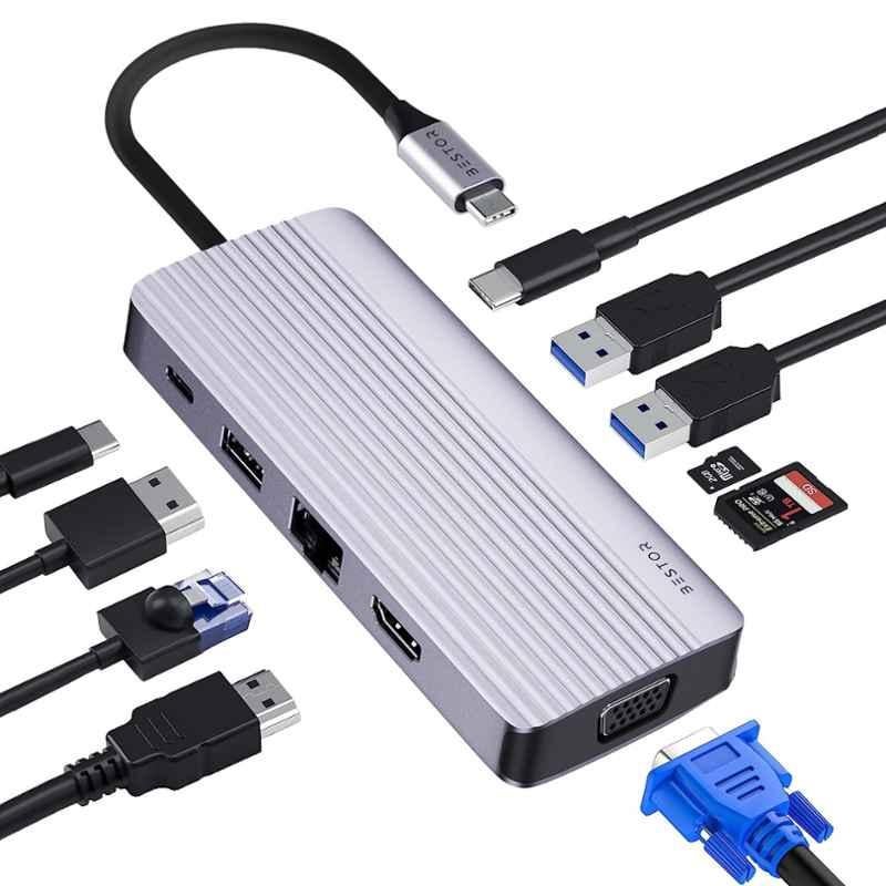 Bestor 10-in-1 HDMI 4K 60Hz USB-C Hub for Projectors, Tablets, Monitors & Laptops