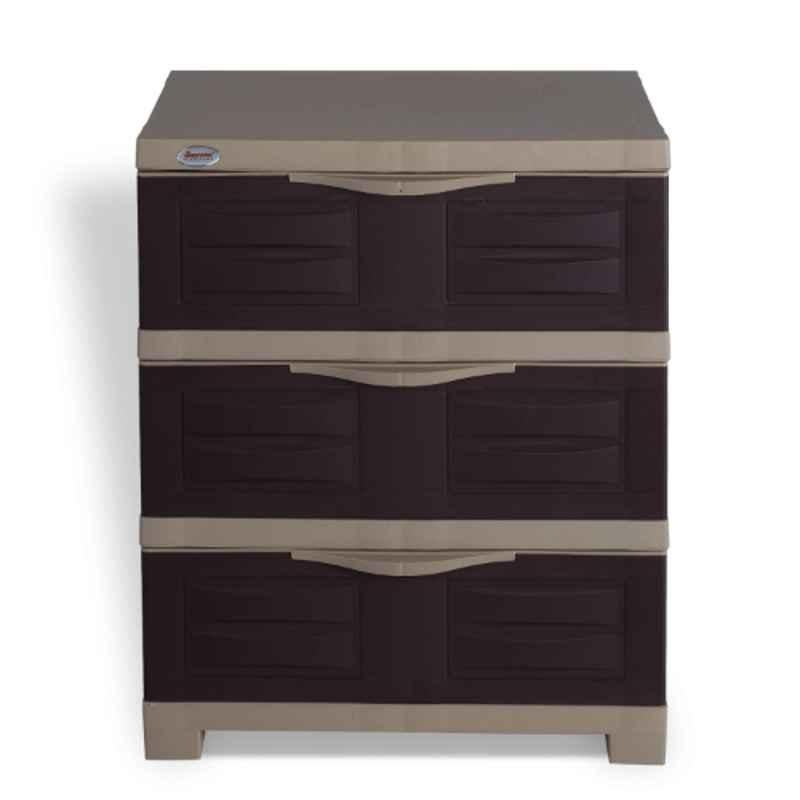 Supreme Fusion-DR-3 Plastic Globus Brown Multipurpose Chester with 3 Sliding Drawers, FusionDR3-GB