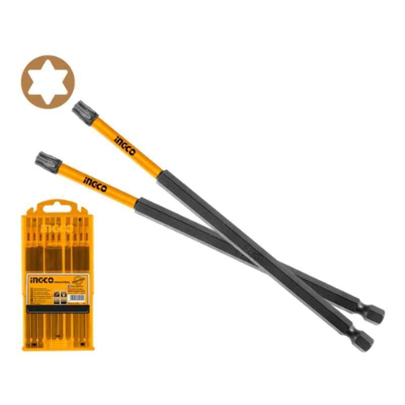 Ingco 10 Pcs T25 250mm S2 Industrial Steel Impact Screwdriver Bits Set, SDBIM11T25103