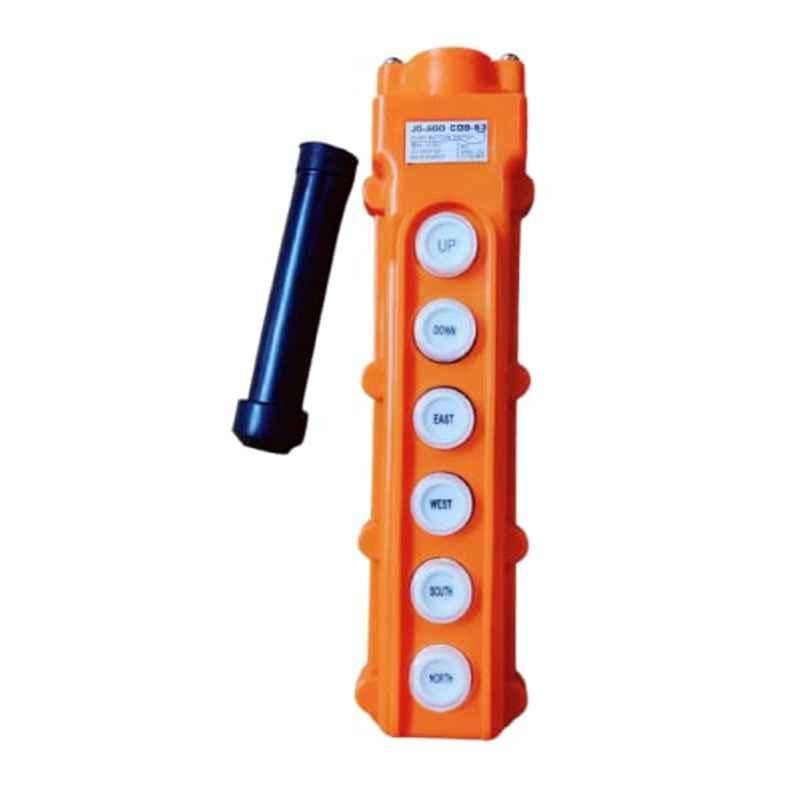 MME 250V 5A 500V 2A Plastic Orange 6 Ways Hoist Crane Push Button
